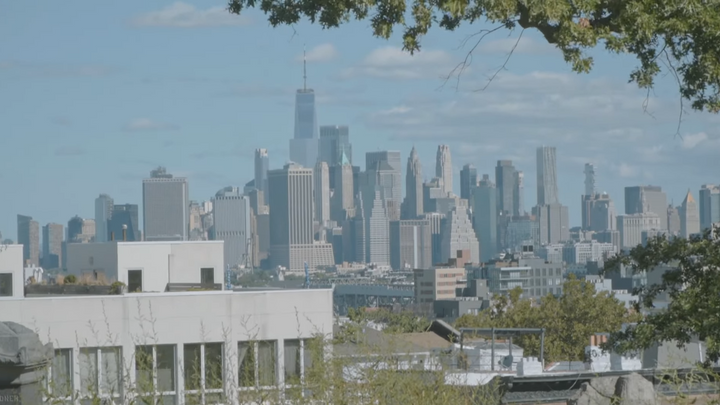 A shot of the Manhattan skyline from the official trailer for the third season of How To with John Wilson.